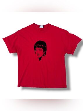 Vintage Y2K Bruce Lee Face T-Shirt Faded Red Size XL